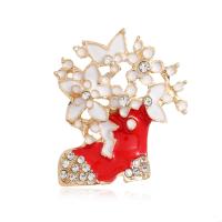 Christmas Jewelry Brooch , Zinc Alloy, Christmas Boot, fashion jewelry & for woman & enamel & with rhinestone 