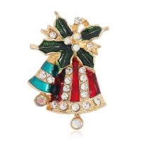 Christmas Jewelry Brooch , Zinc Alloy, Christmas Bell, fashion jewelry & for woman & enamel & with rhinestone 