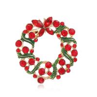Christmas Jewelry Brooch , Zinc Alloy, Christmas Wreath, fashion jewelry & for woman & with rhinestone 
