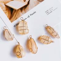 Glass Brass Pendants, with Brass, irregular, gold color plated, DIY 