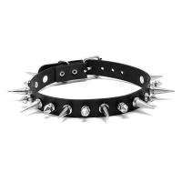 Collar Necklace, PU Leather, with ABS Plastic & Iron, plated, for woman, black, 18mm Approx 43 cm 