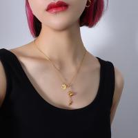 Titanium Steel Jewelry Necklace, 18K gold plated, for woman, golden 