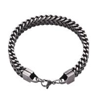 316 Stainless Steel Bracelet, plated, Unisex & curb chain, silver color, 10mm Approx 24 cm 