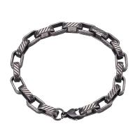316 Stainless Steel Bracelet, plated, Unisex & oval chain, silver color, 8mm Approx 22 cm 