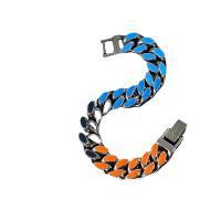 Bracelet d'émail en alliage de zinc, avec émail, Placage de couleur argentée, unisexe & styles différents pour le choix, plus de couleurs à choisir Environ 18 cm, Vendu par PC