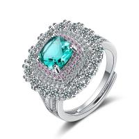 Zirkonia Messing Finger Ring, mit kubischer Zirkonia, platiniert, für Frau, Silberfarbe, 16x15mm, verkauft von PC