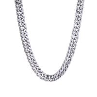 Titanium Steel Jewelry Necklace, polished, Unisex & curb chain, silver color, 11mm Approx 46 cm 