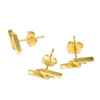 Cubic Zirconia Pendiente Brass Micro Pave, metal, Símbolo del rayo, micro arcilla de zirconia cúbica & para mujer, dorado, 14x13x5mm, Vendido por Par