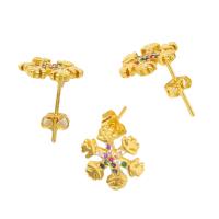 Cubic Zirconia Micro Pave Brass Earring, Snowflake, micro pave cubic zirconia & for woman, golden 