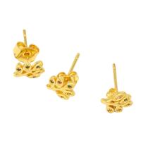Cubic Zirconia Micro Pave Brass Earring, Tree, micro pave cubic zirconia & for woman, golden 