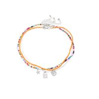 Glass Seed Beads Necklace, Zinc Alloy, with Seedbead, with 2.36 extender chain, plated, three pieces & fashion jewelry & for woman, multi-colored .88 Inch 