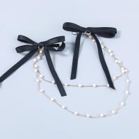 Alligator Hair Clip, Zinc Alloy, with ABS Plastic Pearl & Cloth, Bowknot, fashion jewelry & for woman, black 