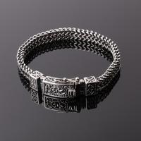 Titanium Steel Bracelet, polished & for man, silver color, 8mm Approx 22 cm 