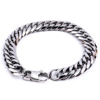 Titanium Steel Bracelet, polished & curb chain & for man, silver color 
