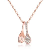 Brass Cubic Zirconia Necklace, with Cubic Zirconia, Fork, plated, for woman Approx 48 