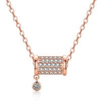Brass Cubic Zirconia Necklace, with Cubic Zirconia, Geometrical Pattern, plated, oval chain & for woman Approx 48 