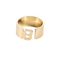 Brass Cuff Finger Ring, Letter B, plated, Unisex 30mm 