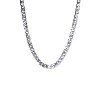 Titanium Steel Chain Necklace, polished, Unisex & curb chain, silver color 
