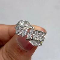 Цирконий Micro Pave Латунь палец кольцо, инкрустированное микро кубического циркония & Женский, серебряный, 11mm, продается PC