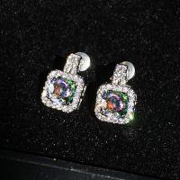 Cubic Zircon (CZ) Stud Earring, Brass, micro pave cubic zirconia & for woman 