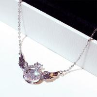 Brass Cubic Zirconia Necklace, Angel Wing, micro pave cubic zirconia & for woman cm 