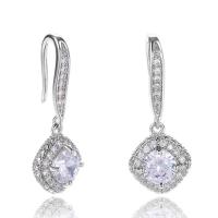 Cubic Zircon (CZ) Drop Earring, Brass, micro pave cubic zirconia & for woman 6mm 