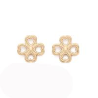 Zinc Alloy Stud Earring, Four Leaf Clover, plated, for woman 15mm 