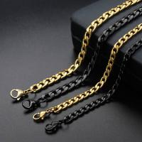 Stainless Steel Chain Necklace, stainless steel lobster clasp, electrolyzation, DIY & Unisex & curb chain, metallic color plated 