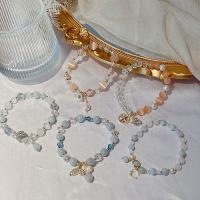 Cats Eye Bracelets, with zinc alloy bead & Crystal & Plastic Pearl, gold color plated & for woman Approx 7.6 Inch 