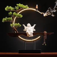 Incense Smoke Flow Backflow Holder Ceramic Incense Burner, White Porcelain, plated, for home and office & durable & with LED light 