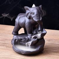 Incense Smoke Flow Backflow Holder Ceramic Incense Burner, Purple Clay, Elephant, plated, for home and office & durable 