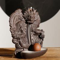 Incense Smoke Flow Backflow Holder Ceramic Incense Burner, Purple Clay, Dragon, plated, for home and office & durable 