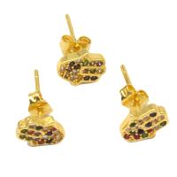 Cubic Zirconia Micro Pave Brass Earring, Hand, micro pave cubic zirconia & for woman, golden 