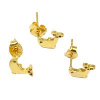 Cubic Zirconia Micro Pave Brass Earring, Fish, micro pave cubic zirconia & for woman, golden 