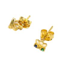 Cubic Zirconia Micro Pave Brass Earring, Crown, micro pave cubic zirconia & for woman, golden 