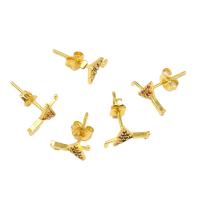 Cubic Zirconia Pendiente Brass Micro Pave, metal, Taza, micro arcilla de zirconia cúbica & para mujer, dorado, 13x11x7mm, Vendido por Par