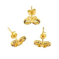 Cubic Zirconia Micro Pave Brass Earring, Butterfly, micro pave cubic zirconia & for woman, golden 