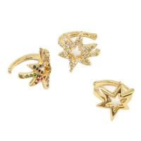 Earring Cuff and Wraps, Brass, Star, micro pave cubic zirconia & for woman 