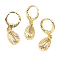 Huggie Hoop Drop Earring, laiton, pavé de micro zircon & pour femme, doré Vendu par paire