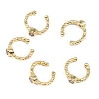 Earring Cuff and Wraps, Brass, micro pave cubic zirconia & for woman, golden 