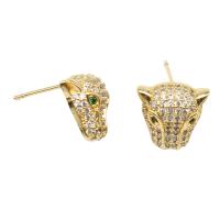 Cubic Zirconia Micro Pave Brass Earring, Animal, micro pave cubic zirconia & for woman, golden 
