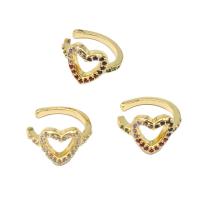 Earring Cuff and Wraps, Brass, Heart, micro pave cubic zirconia & for woman 