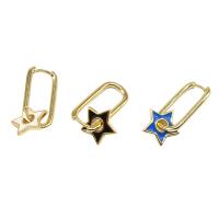 Huggie Hoop Drop Earring, Brass, Star, for woman & enamel 