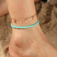 Fashion Jewelry Anklet, Zinc Alloy, with Seedbead, with 1.77 extender chain, 2 pieces & for woman, blue .54 Inch 