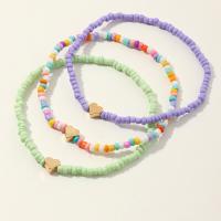 Fashion Jewelry Anklet, Zinc Alloy, with Seedbead, Heart, three pieces & for woman, multi-colored .87 Inch 