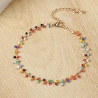 Fashion Jewelry Anklet, Zinc Alloy, with Seedbead, with 2.76 extender chain, three pieces & for woman .27 Inch 