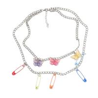 Resin Zinc Alloy Necklace, with Resin, with 1.96 extender chain, fashion jewelry & for woman, multi-colored .85 Inch 