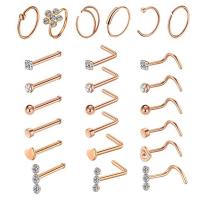 Stainless Steel Nose Piercing Jewelry, with Brass, plated, Unisex, rose gold color  