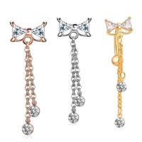 Stainless Steel Belly Ring, Bowknot, plated, Unisex & with cubic zirconia 8mm 