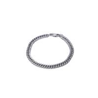 Titanium Steel Bracelet & Bangle, polished, Unisex & curb chain, silver color, 8mm Approx 18 cm 